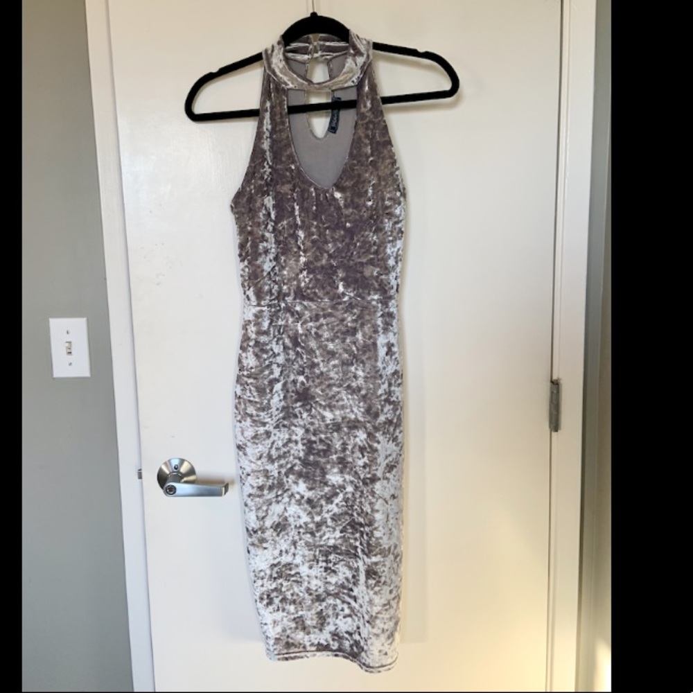 Silver/gray velvet dress